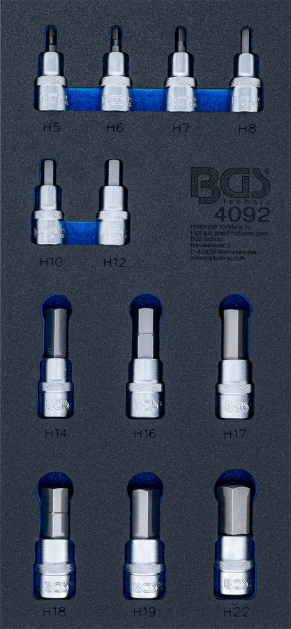 Darbnīcas ratiņu ieliktnis 1/3: uzgaļu ieliktņu komplekts | Sešstūra ligzda | 12,5 mm (1/2 collas) | 12 gab.