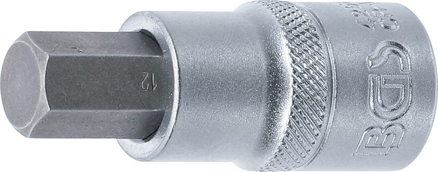 Uzgaļu ieliktnis | Piedziņas iekšējais kvadrāts 12,5 mm (1/2 collas) | iekšējais sešstūris 12 mm