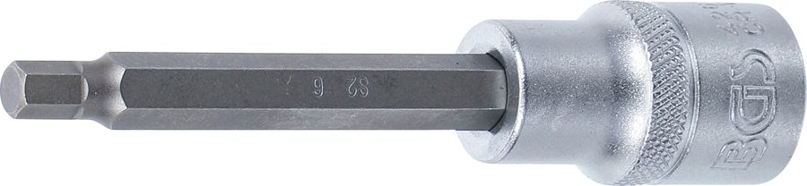Uzgaļu ieliktnis | Garums 100mm | Piedziņas iekšējais kvadrāts 12,5 mm (1/2") | iekšējais sešstūris 6 mm