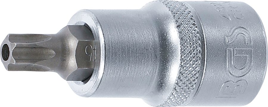 Uzgaļu ieliktnis | Piedziņas iekšējais kvadrāts 12,5 mm (1/2") | T veida profils (Torx) ar atveri T45