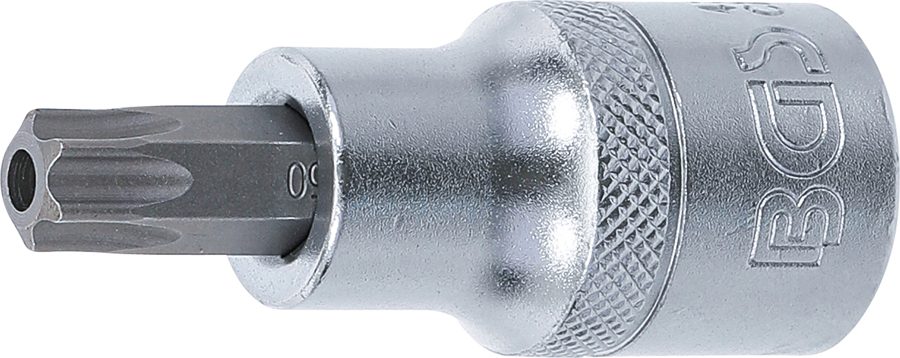 Uzgaļu ieliktnis | Piedziņas iekšējais kvadrāts 12,5 mm (1/2") | T veida profils (Torx) ar atveri T50