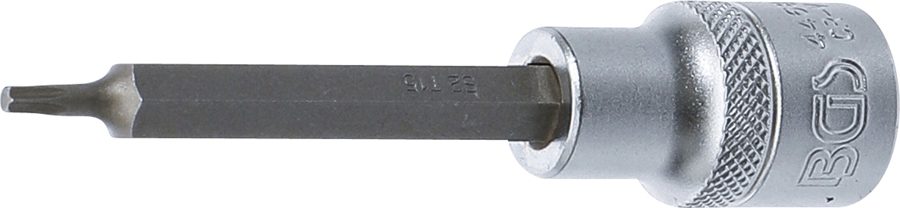 Uzgaļu ieliktnis | Garums 100mm | Iekšējā kvadrātveida piedziņa 12,5 mm (1/2") | T veida profils (Torx) T15