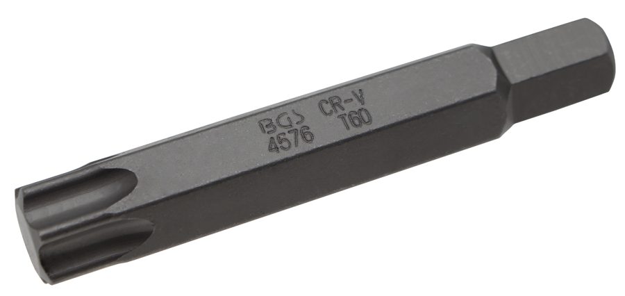 Bits | Garums 75mm | Piedziņas ārējais sešstūris 10 mm | T-profils (Torx) T60