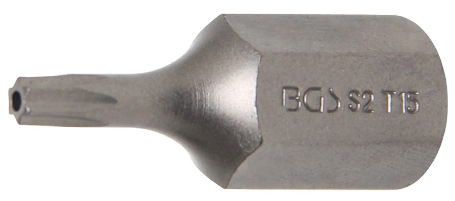 Bits | Garums 30mm | Ārējā sešstūra piedziņa 10 mm (3/8") | T veida profils (Torx) ar atveri T15