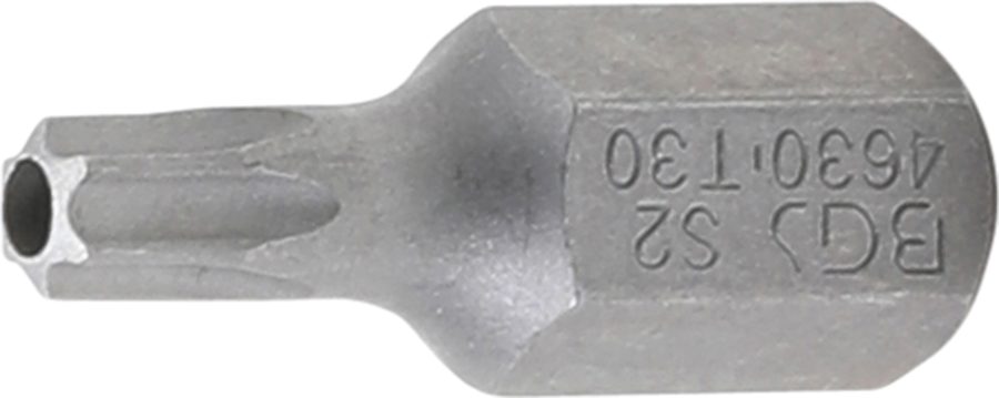 Bits | Garums 30mm | Ārējā sešstūra piedziņa 10 mm (3/8") | T veida profils (Torx) ar atveri T30