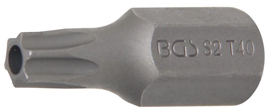 Bits | Garums 30mm | Ārējā sešstūra piedziņa 10 mm (3/8") | T veida profils (Torx) ar atveri T40