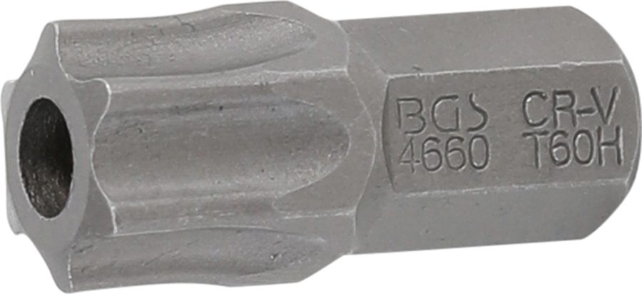 Bits | Garums 30mm | Ārējā sešstūra piedziņa 10 mm (3/8") | T veida profils (Torx) ar atveri T60
