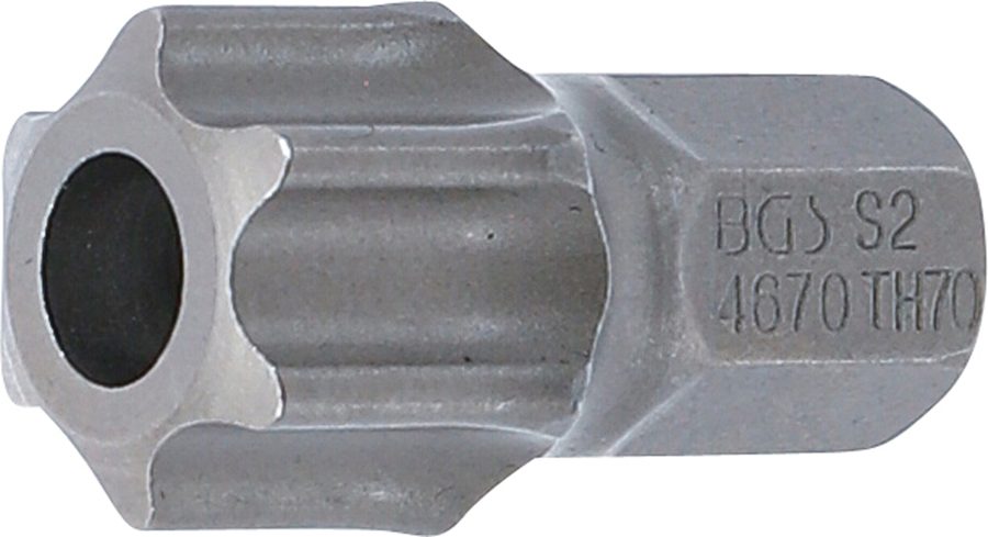 Bits | Garums 30mm | Ārējā sešstūra piedziņa 10 mm (3/8") | T veida profils (Torx) ar atveri T70