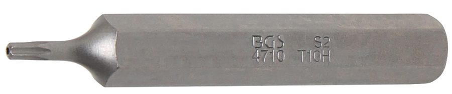 Bits | Garums 75mm | Ārējā sešstūra piedziņa 10 mm (3/8") | T veida profils (Torx) ar atveri T10