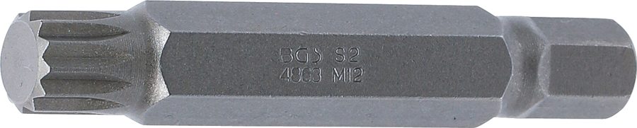 Bits | Garums 75mm | Piedziņas ārējais sešstūris 10 mm (3/8") | iekšējais šķautne (XZN) M12