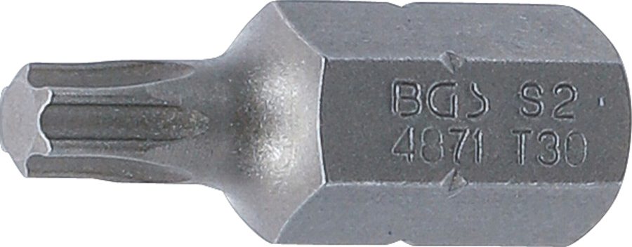 Bits | Garums 30mm | Ārējā sešstūra piedziņa 10 mm (3/8") | T veida profils (Torx) T30