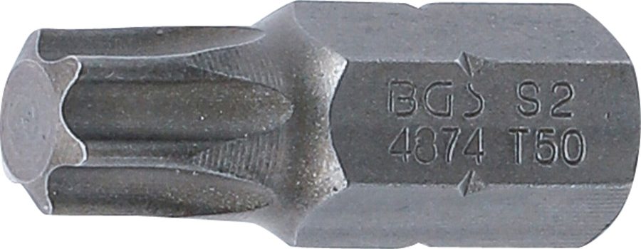 Bits | Garums 30mm | Ārējā sešstūra piedziņa 10 mm (3/8") | T veida profils (Torx) T50