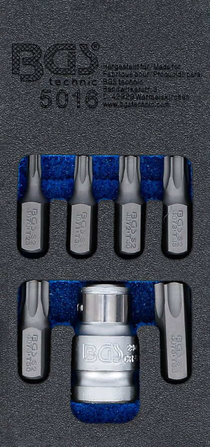Skrūvgriežu uzgaļu komplekts | Ārējā sešstūra piedziņa 10 mm (3/8") | T veida profils (Torx) | 7 daļ.