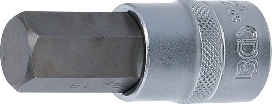 Uzgaļu ieliktnis | Piedziņas iekšējais kvadrāts 12,5 mm (1/2 collas) | iekšējais sešstūris 19 mm