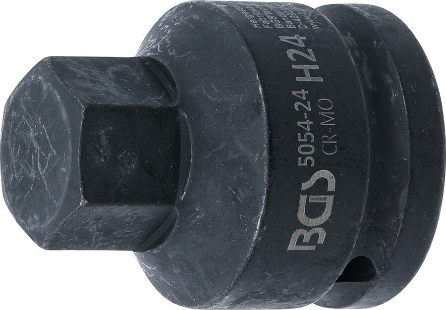 Jaudas uzgaļa ieliktnis | Garums 55mm | Piedziņas iekšējais kvadrāts 20 mm (3/4") | iekšējais sešstūris 24 mm