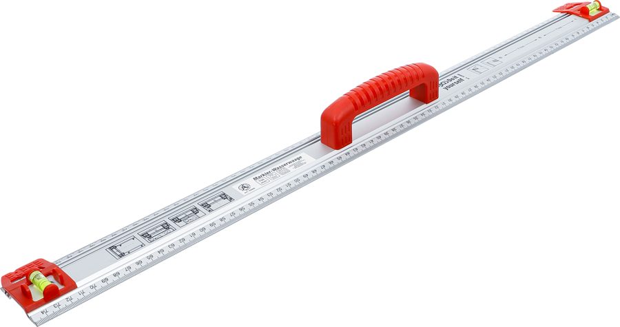 Griešanas un marķēšanas lineāls | ar rokturi un līmeņrādi | 750 mm