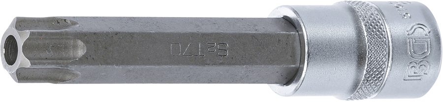 Uzgaļu ieliktnis | Garums 110mm | Piedziņas iekšējais kvadrāts 12,5 mm (1/2") | T veida profils (Torx) ar atveri T70