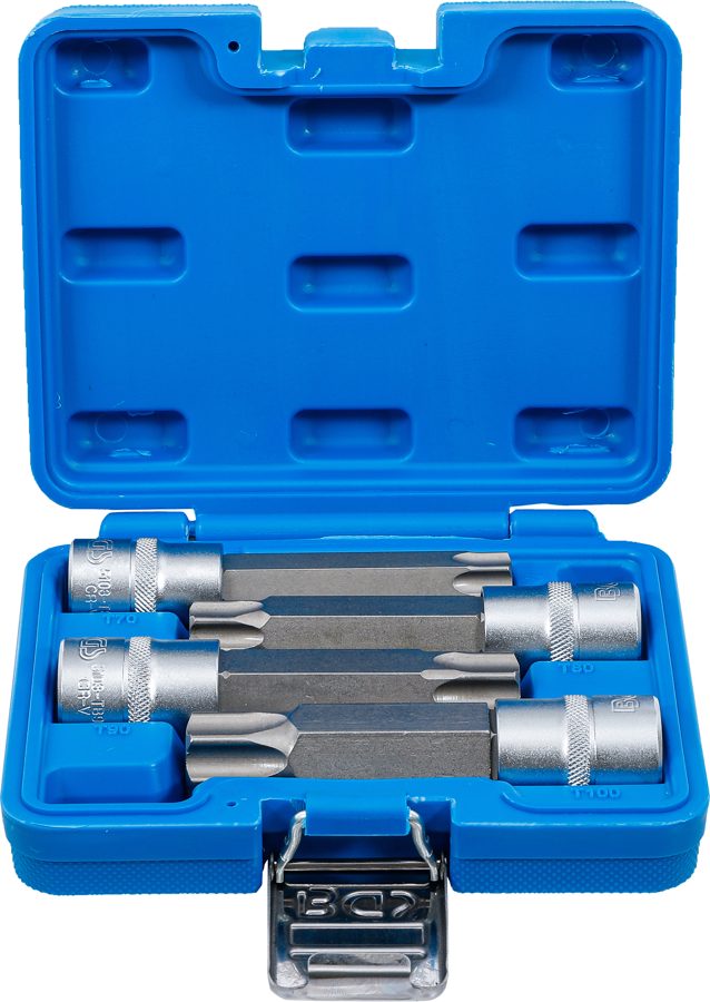 Uzgaļu ieliktņu komplekts | Piedziņas iekšējais kvadrāts 12,5 mm (1/2") | T veida profils (Torx) ar caurumu | 4 daļ.