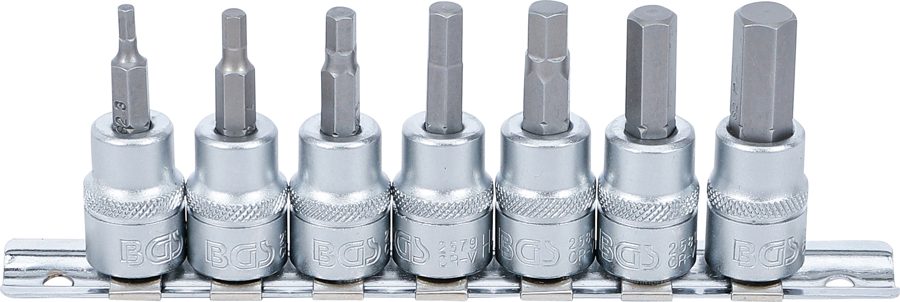 Uzgaļu ieliktņu komplekts | Piedziņas iekšējais kvadrāts 10 mm (3/8") | iekšējais sešstūris 3 - 10 mm | 7 gab.