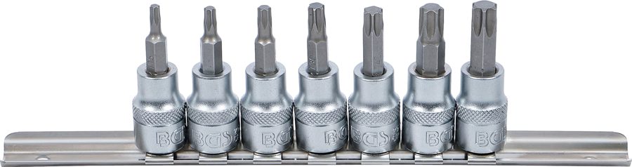 Uzgaļu ieliktņu komplekts | Piedziņas iekšējais kvadrāts 10 mm (3/8") | T veida profils (Torx) T15 - T50 | 7 daļ.