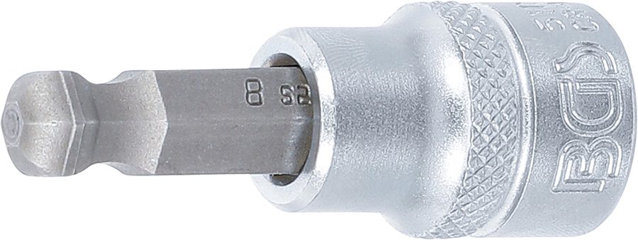 Uzgaļu ieliktnis | Piedziņas iekšējais kvadrāts 10 mm (3/8") | iekšējais sešstūris ar lodveida galvu 8 mm