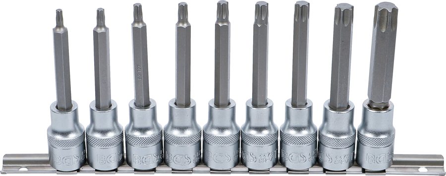 Uzgaļu ieliktņu komplekts | Iekšējā kvadrātveida piedziņa 12,5 mm (1/2") | T-profils (Torx) | 9 gab.