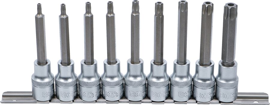 Uzgaļu ieliktņu komplekts | Iekšējā kvadrātveida piedziņa 12,5 mm (1/2") | T-profils (Torx) ar caurumu | 9 gab.