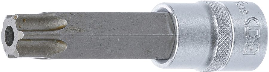 Uzgaļu ieliktnis | Garums 100mm | Piedziņas iekšējais kvadrāts 12,5 mm (1/2") | T veida profils (Torx) ar atveri T80