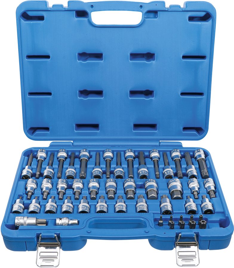 Uzgaļu ieliktņu komplekts | Piedziņas iekšējais kvadrāts 12,5 mm (1/2"), ārējais sešstūris 8 mm (5/16") | 49 gabali