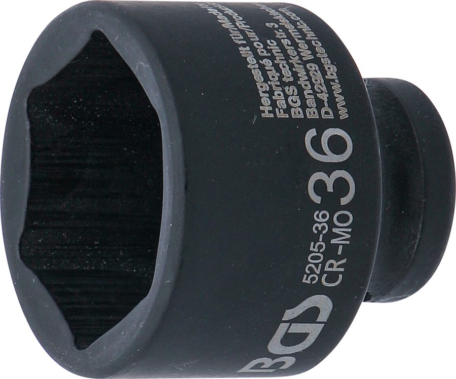 Triecienligzdas uzgriežņu atslēgas ieliktnis sešstūris | Piedziņas iekšējais kvadrāts 12,5 mm (1/2") | SW 36 mm