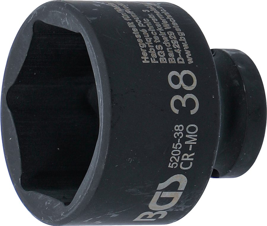 Triecienligzdas uzgriežņu atslēgas ieliktnis sešstūris | Piedziņas iekšējais kvadrāts 12,5 mm (1/2") | SW 38 mm