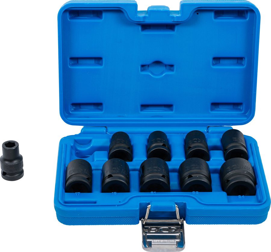 Triecienligzdas uzgriežņu atslēgu ieliktņu komplekts, sešstūris | Piedziņas iekšējais kvadrāts 12,5 mm (1/2") | SW 10 - 24 mm | 10 gab.