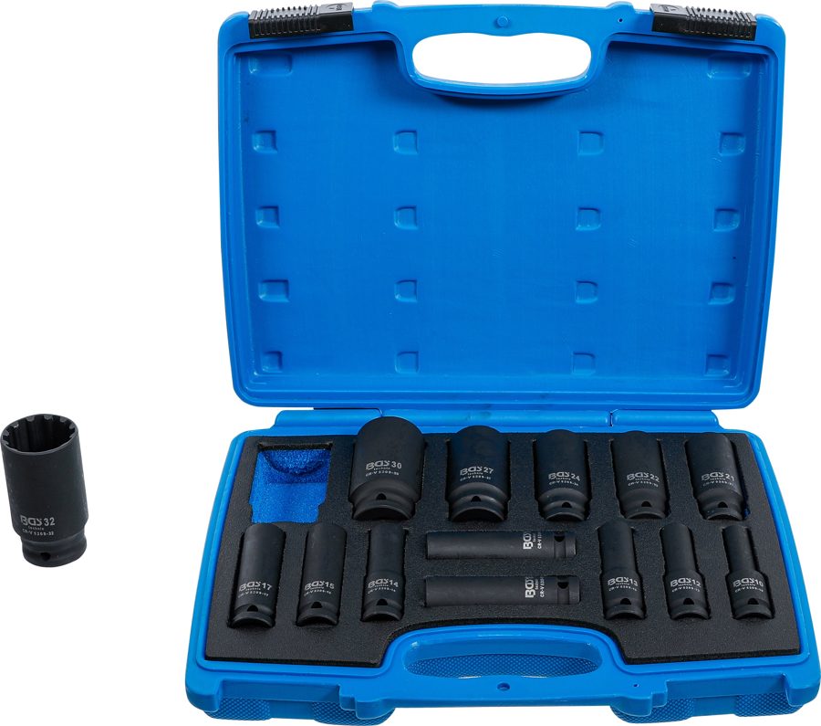 Trieciena ligzdu komplekts Gear Lock | Piedziņas iekšējais kvadrāts 12,5 mm (1/2") | SW 10 - 32 mm | 14 gab.