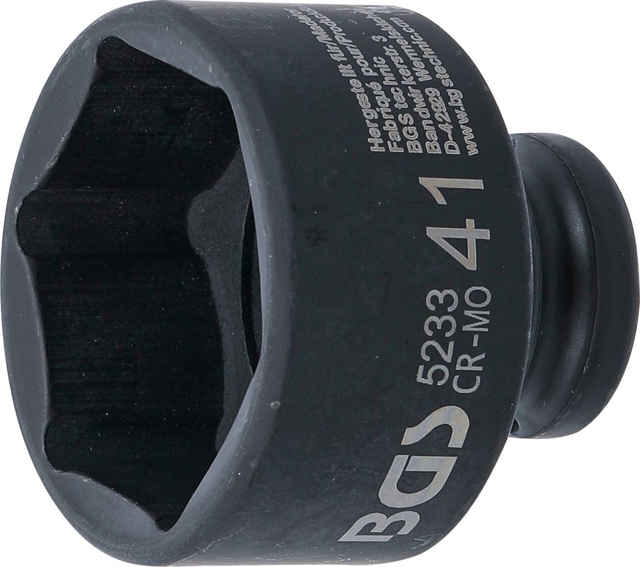 Triecienligzdas uzgriežņu atslēgas ieliktnis sešstūris | Piedziņas iekšējais kvadrāts 12,5 mm (1/2") | SW 41 mm