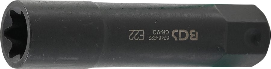 Uzgriežņu atslēgas ieliktnis E-profils, īpaši garš | Piedziņas ārējais sešstūris 22 mm | SW E22