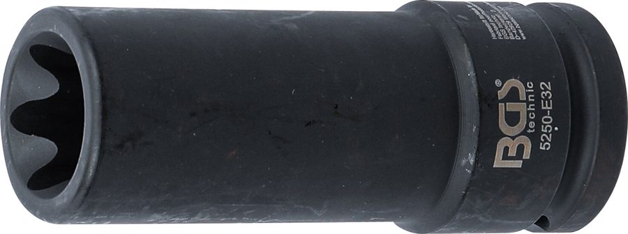 Triecienkontakta uzgriežņu atslēgas ieliktnis E-profils, dziļš | Iekšējā kvadrātveida piedziņa 20 mm (3/4") | SW E32