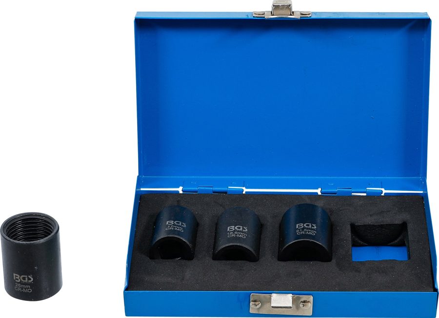 Spirālveida profila uzgriežņu atslēgu komplekts / skrūvju nosūcējs | Piedziņas iekšējais kvadrāts 12,5 mm (1/2") | SW 17 - 26 mm | 4 daļ.