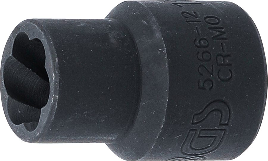 Spirālveida profila uzgriežņu atslēgas ieliktnis / skrūvju nosūcējs | Piedziņas iekšējais kvadrāts 12,5 mm (1/2") | SW 12 mm