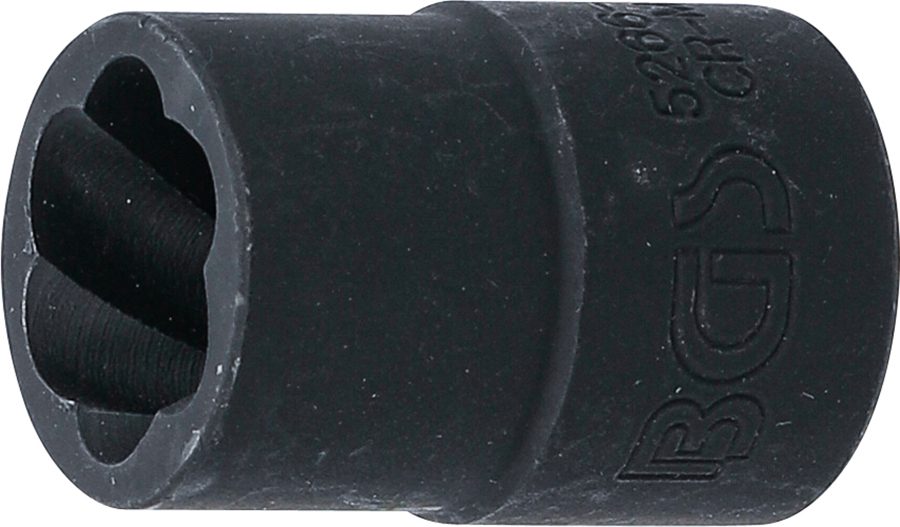 Spirālveida profila uzgriežņu atslēgas ieliktnis / skrūvju nosūcējs | Piedziņas iekšējais kvadrāts 12,5 mm (1/2") | SW 15 mm