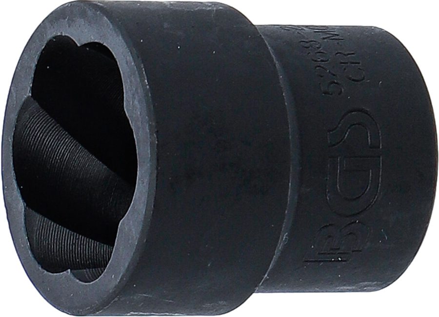 Spirālveida profila uzgriežņu atslēgas ieliktnis / skrūvju nosūcējs | Piedziņas iekšējais kvadrāts 12,5 mm (1/2") | SW 22 mm
