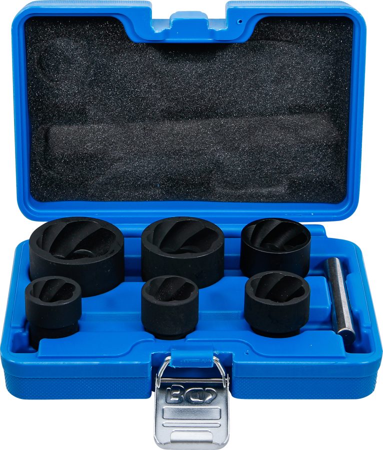 Spirālveida profila uzgriežņu atslēgu komplekts / skrūvju nosūcējs | Piedziņas iekšējais kvadrāts 12,5 mm (1/2") + 20 mm (3/4") | SW 22 - 41 mm | 6 gab.