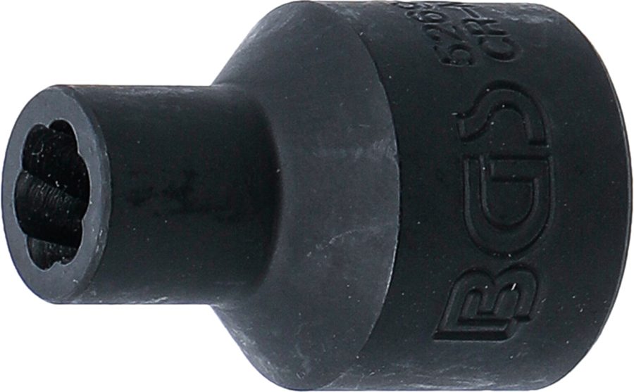 Spirālveida profila uzgriežņu atslēgas ieliktnis / skrūvju nosūcējs | Piedziņas iekšējais kvadrāts 12,5 mm (1/2") | SW 8 mm