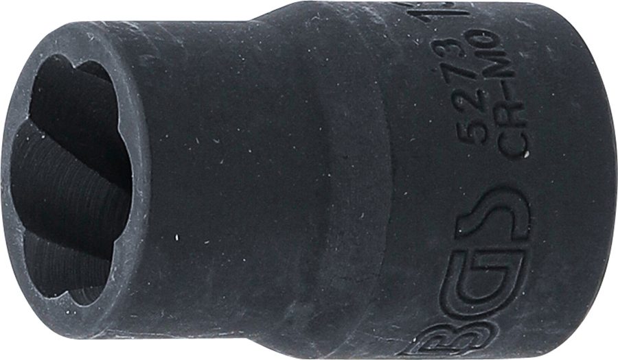 Spirālveida profila uzgriežņu atslēgas ieliktnis / skrūvju nosūcējs | Piedziņas iekšējais kvadrāts 10 mm (3/8") | SW 13 mm
