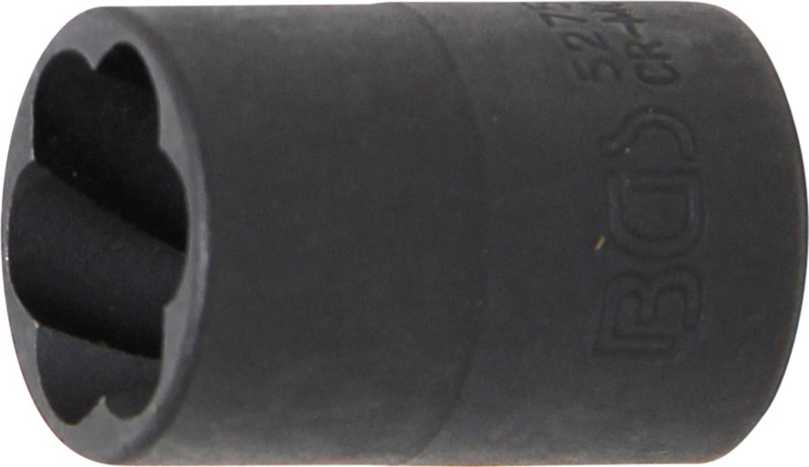 Spirālveida profila uzgriežņu atslēgas ieliktnis / skrūvju nosūcējs | Piedziņas iekšējais kvadrāts 10 mm (3/8") | SW 15 mm