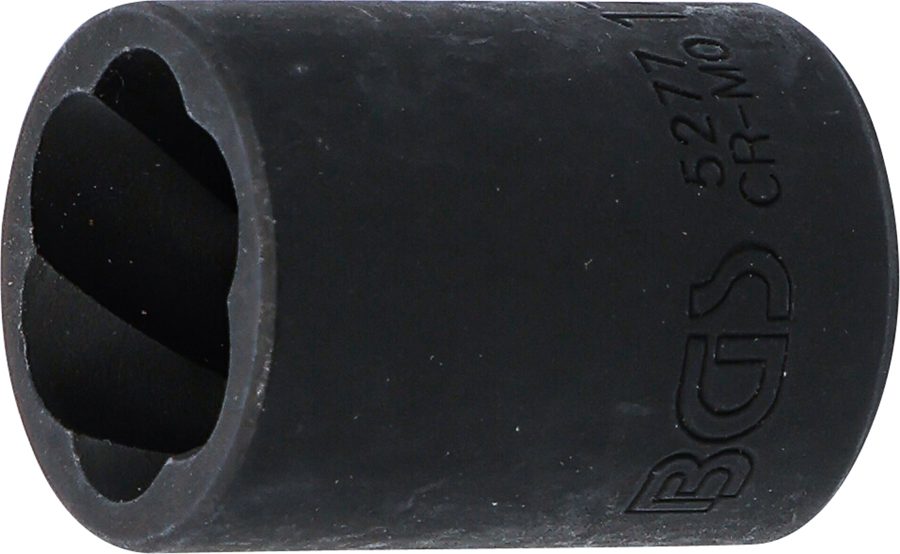 Spirālveida profila uzgriežņu atslēgas ieliktnis / skrūvju nosūcējs | Piedziņas iekšējais kvadrāts 10 mm (3/8") | SW 17 mm