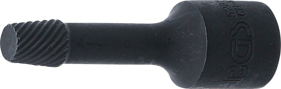 Spirālveida profila uzgriežņu atslēgas ieliktnis / skrūvju nosūcējs | Piedziņas iekšējais kvadrāts 10 mm (3/8") | 8 mm