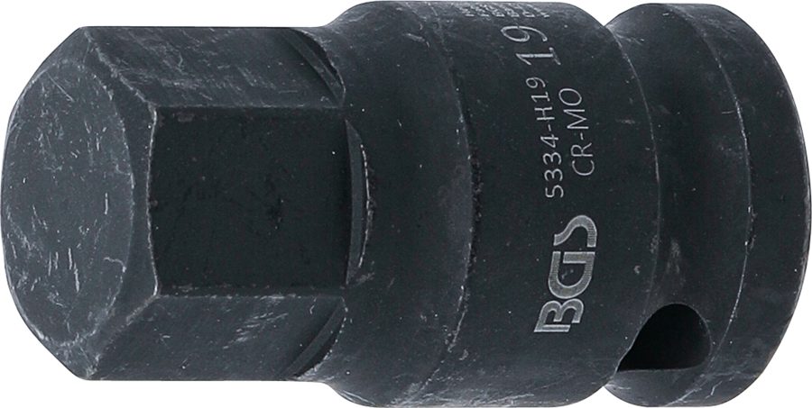 Jaudas uzgaļa ieliktnis | Garums 42mm | Piedziņas iekšējais kvadrāts 12,5 mm (1/2 collas) | iekšējais sešstūris 19 mm