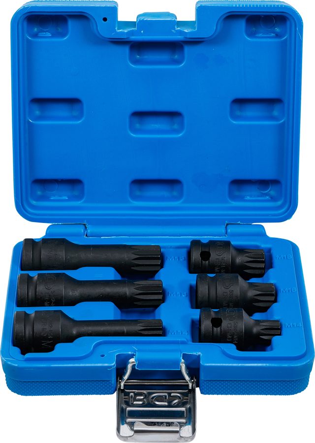Jaudas uzgaļu ieliktņu komplekts | Piedziņas iekšējais kvadrāts 12,5 mm (1/2") | iekšējais spline (XZN) M14 - M18 | 6 gab.