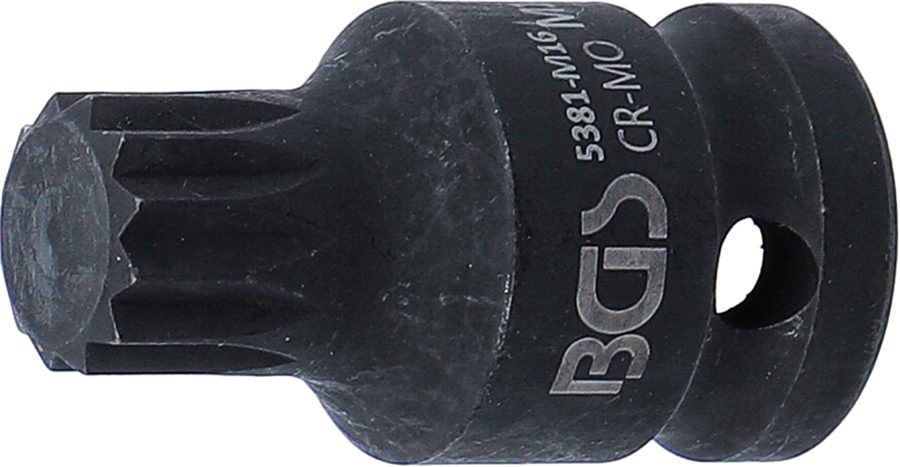 Jaudas uzgaļa ieliktnis | Garums 43mm | Piedzīt iekšējo kvadrātu 12,5 mm (1/2 collas) | iekšējā šķautne (XZN) M16