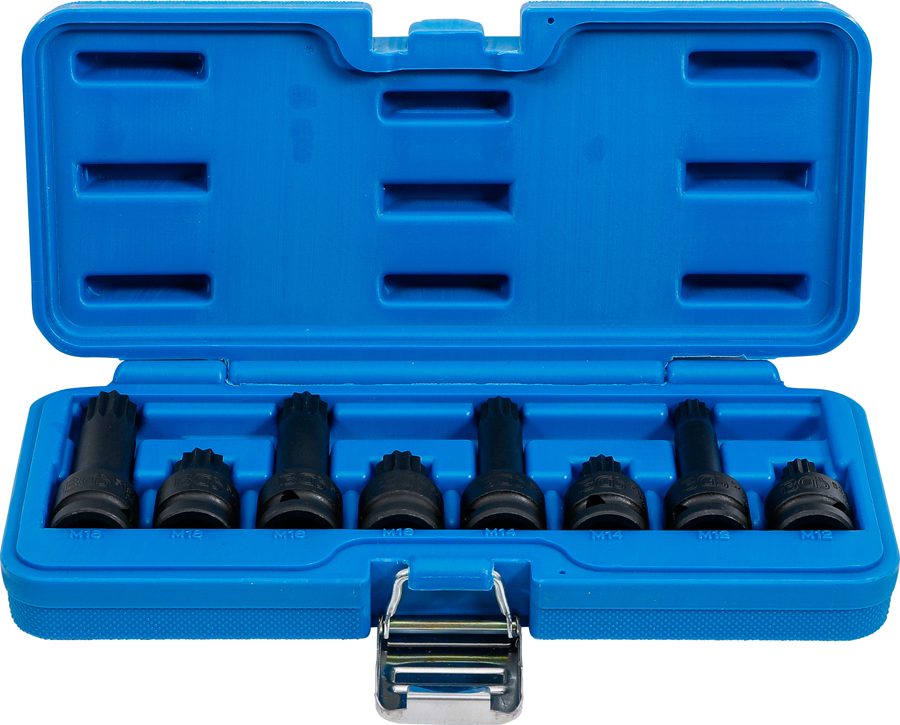 Jaudas uzgaļu ieliktņu komplekts | Piedzīt iekšējo kvadrātu 12,5 mm (1/2") | iekšējo šķautni (XZN) M12 - M18 | 8 gab.